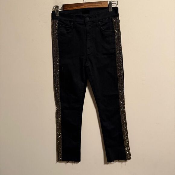 MOTHER High Waisted Looker Ankle Fray Jeans in Guilty Flash Wash Gold- Size 26 - Picture 3 of 9